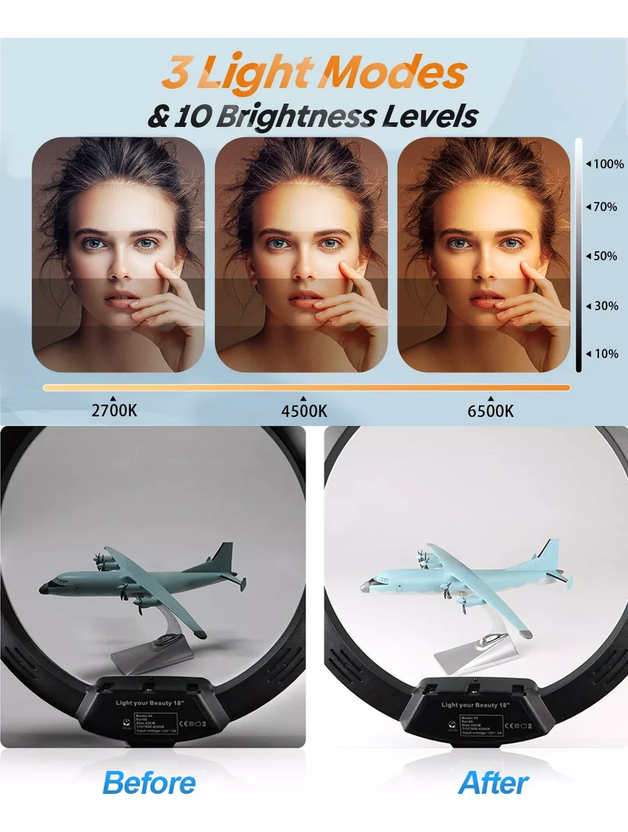 Aro De Luz Led Profesional 18 Pulgadas(45cm) Con 2.1m Tripie