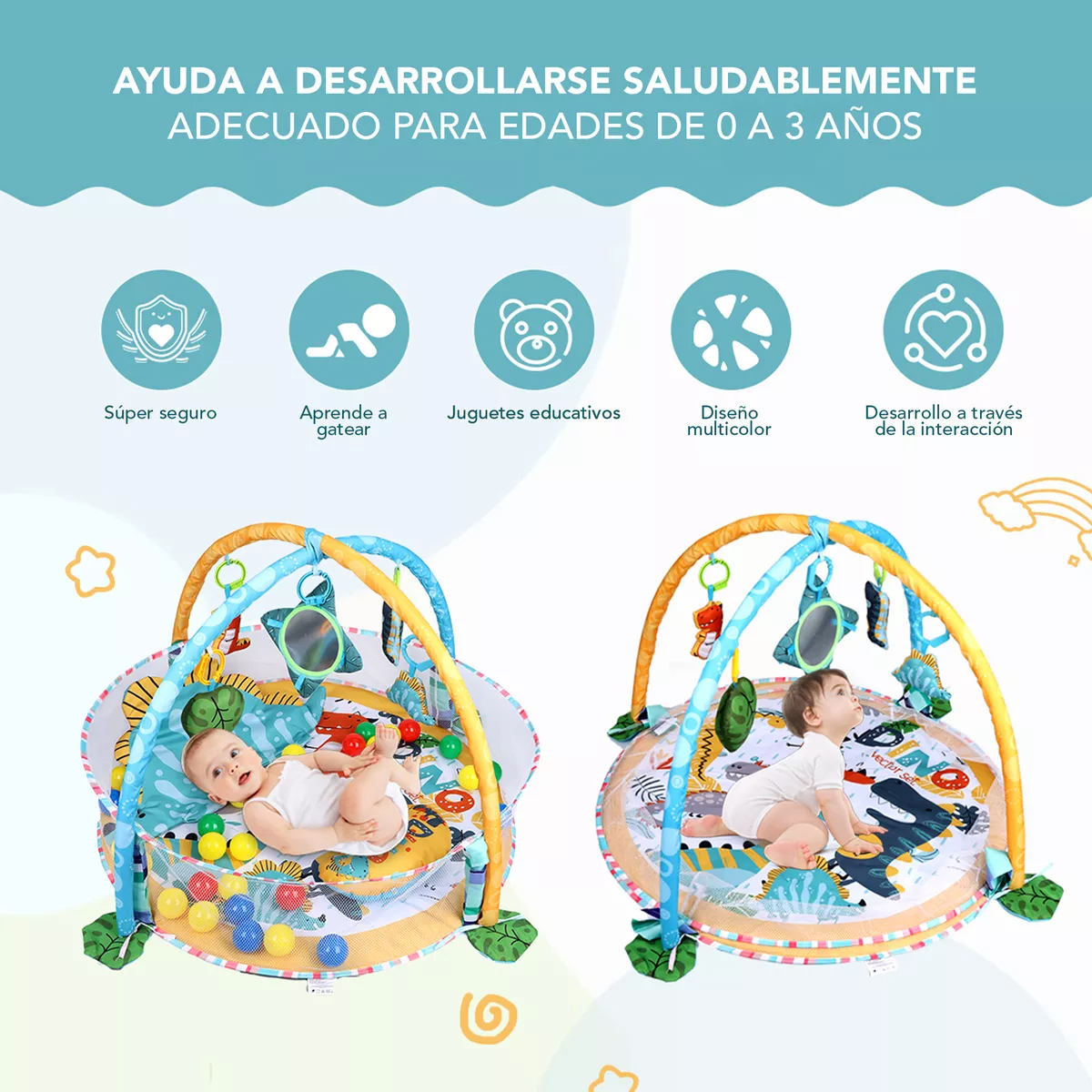 Gimnasio Bebé Interactivo Tapete Didáctico Infantil Nube
