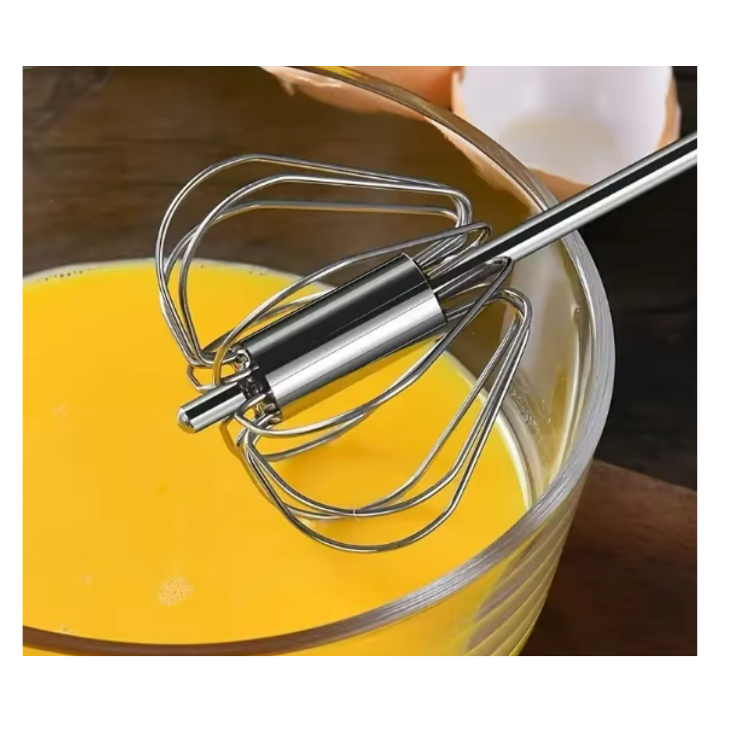 Batidor de Huevos Semiautomático de Acero Inoxidable  | Mezclador Manual y Agitador Giratorio Automático