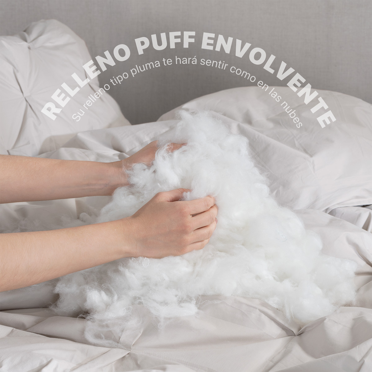  Juego de Edredón Puff King Size Acolchado de Lujo 100% Algodón, Suave, Hipoalergénico, con Fundas, ideal para Cualquier Temporada, Crudo. Esquimal
