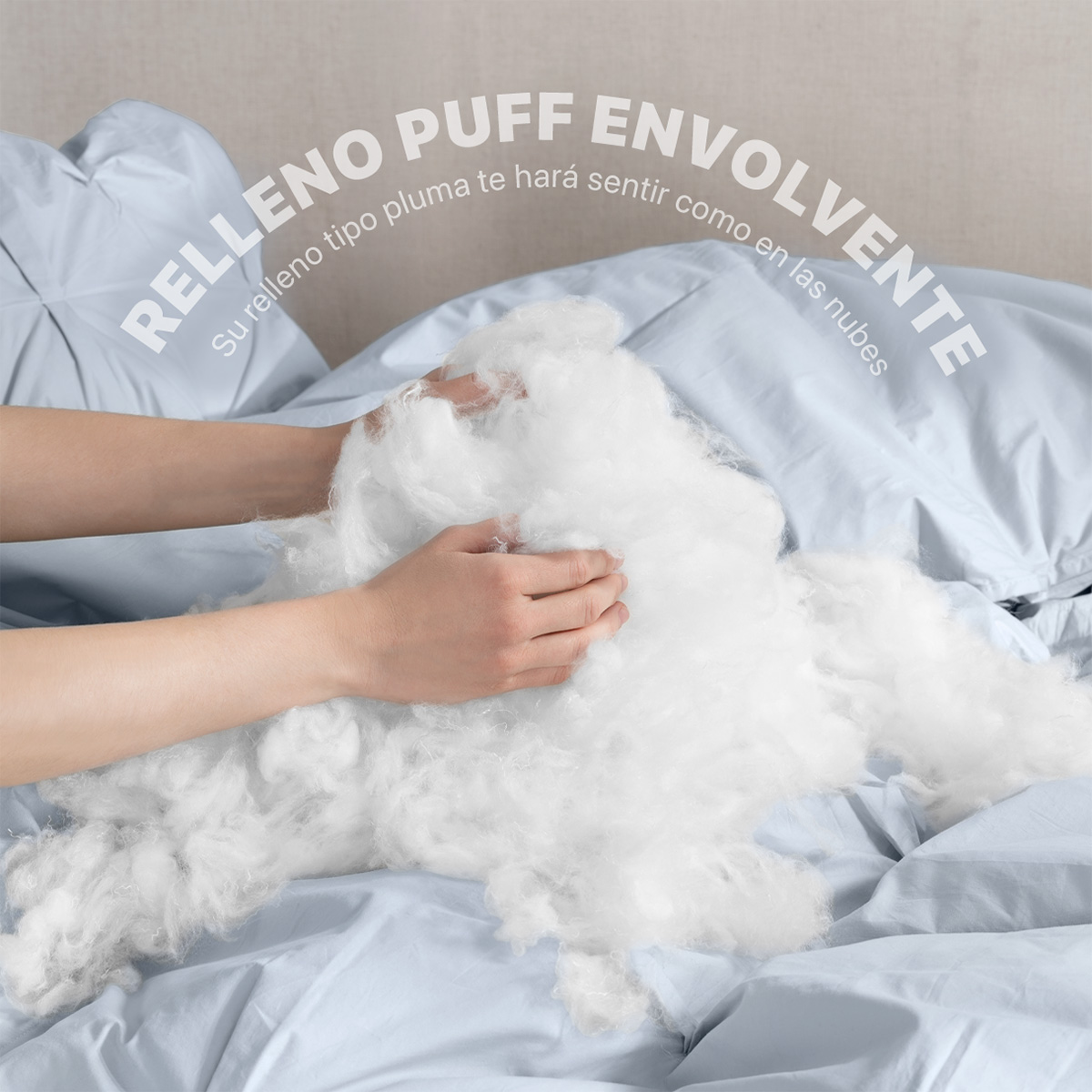  Juego de Edredón Puff King Size Acolchado de Lujo 100% Algodón, Suave, Hipoalergénico, con Fundas, ideal para Cualquier Temporada, Neblina. Esquimal