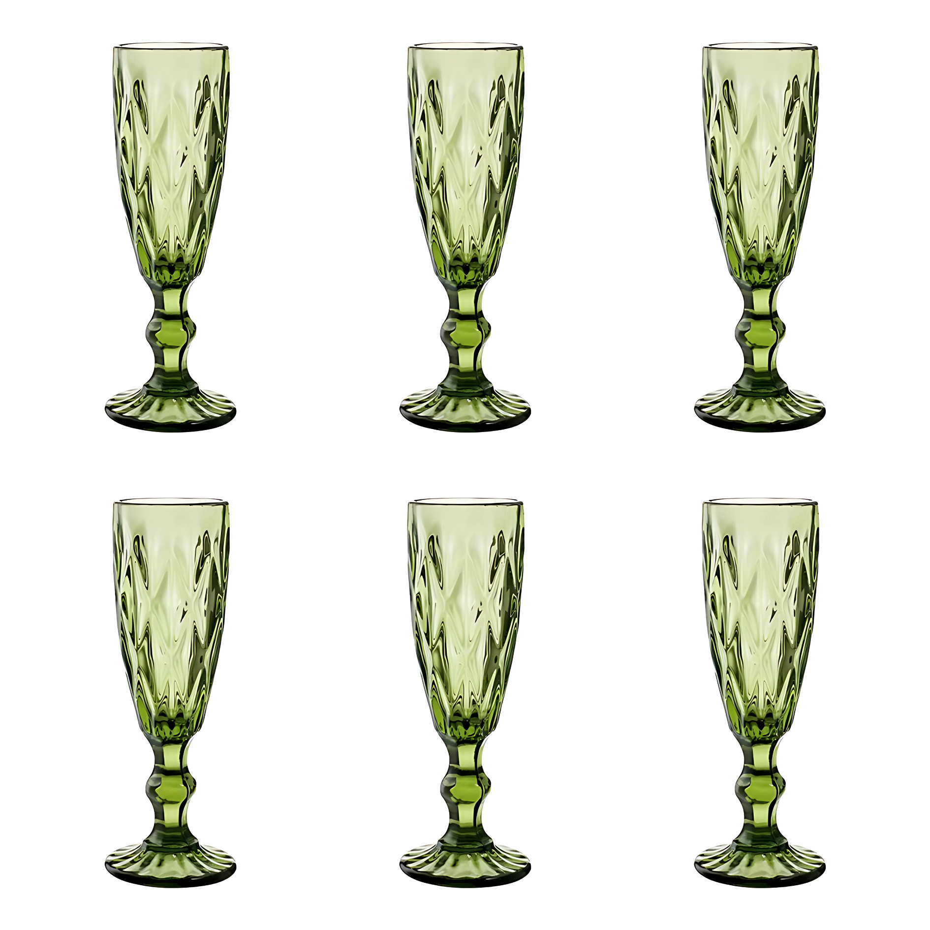 Juego 6 Copas De Champaña Vidrio Cristal Color Flauta 170ml Color Olivo