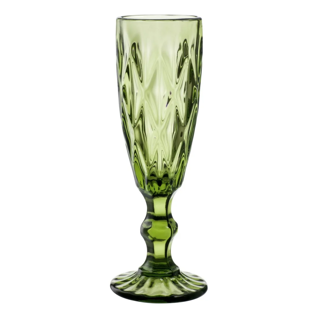Juego 6 Copas De Champaña Vidrio Cristal Color Flauta 170ml Color Olivo