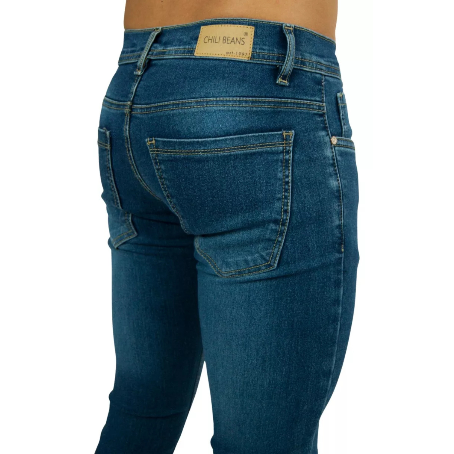 Pantalones Jeans Skinny Azul Oscuro Para Hombre