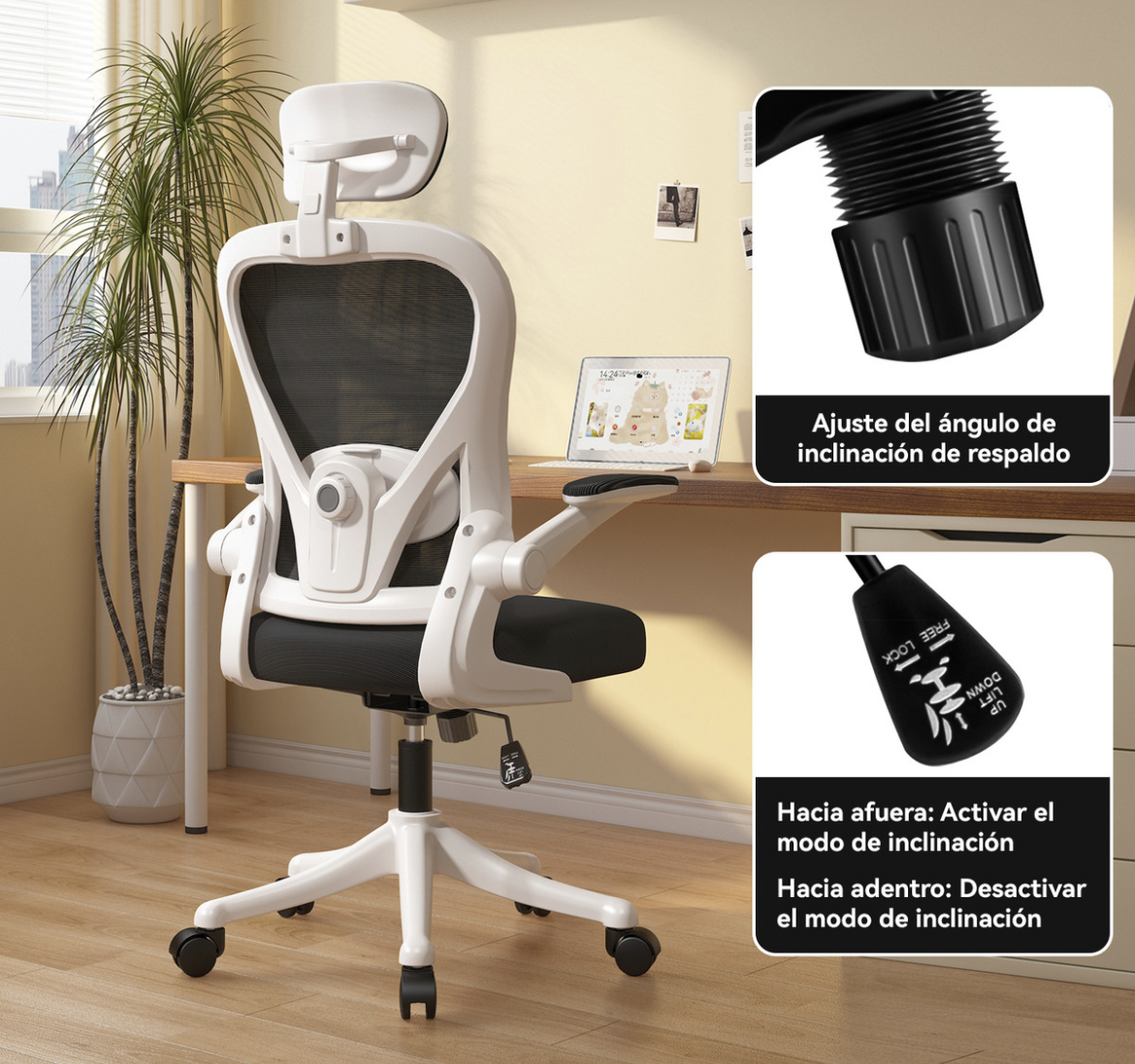 Silla Amia Ergonómica De Escritorio Oficina Soporte Lumbar Elástico Giratoria