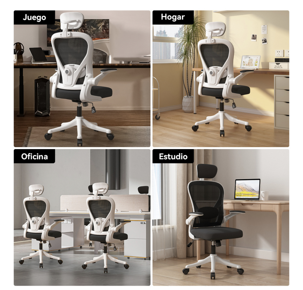 Silla Amia Ergonómica De Escritorio Oficina Soporte Lumbar Elástico Giratoria
