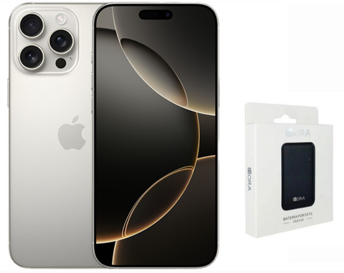Apple iPhone 16 Pro Max Natural Titanium 256GB Nuevo Sellado mas con bandeja para SIM  Batería Hora 20,000mAh 