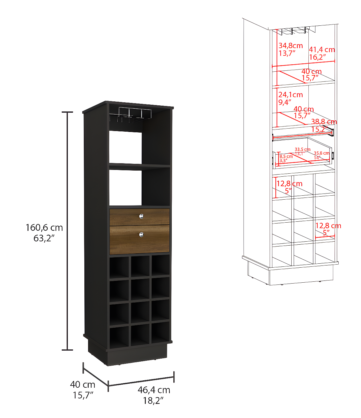 Mueble Bar Clásico Oxford con Madera