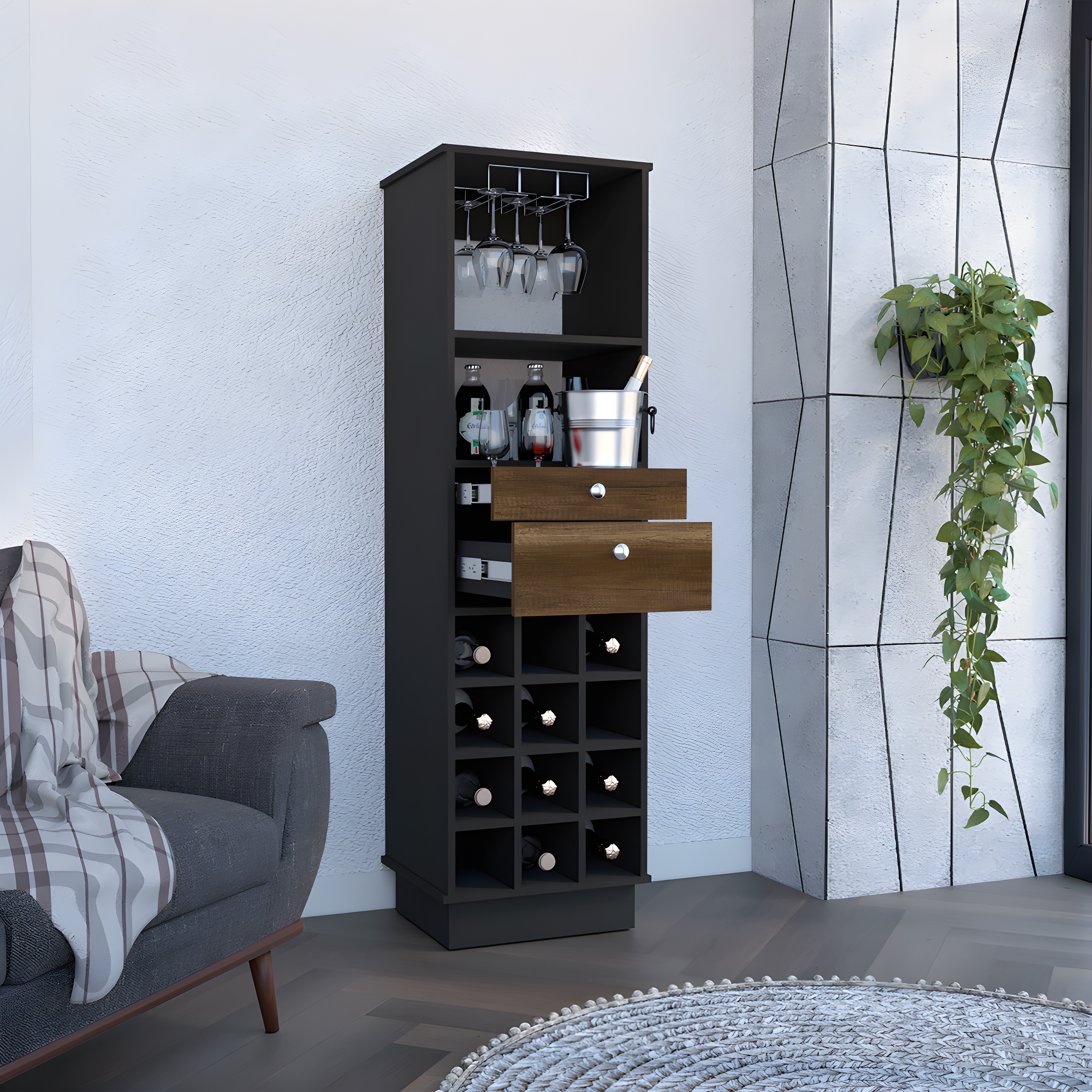 Mueble Bar Clásico Oxford con Madera