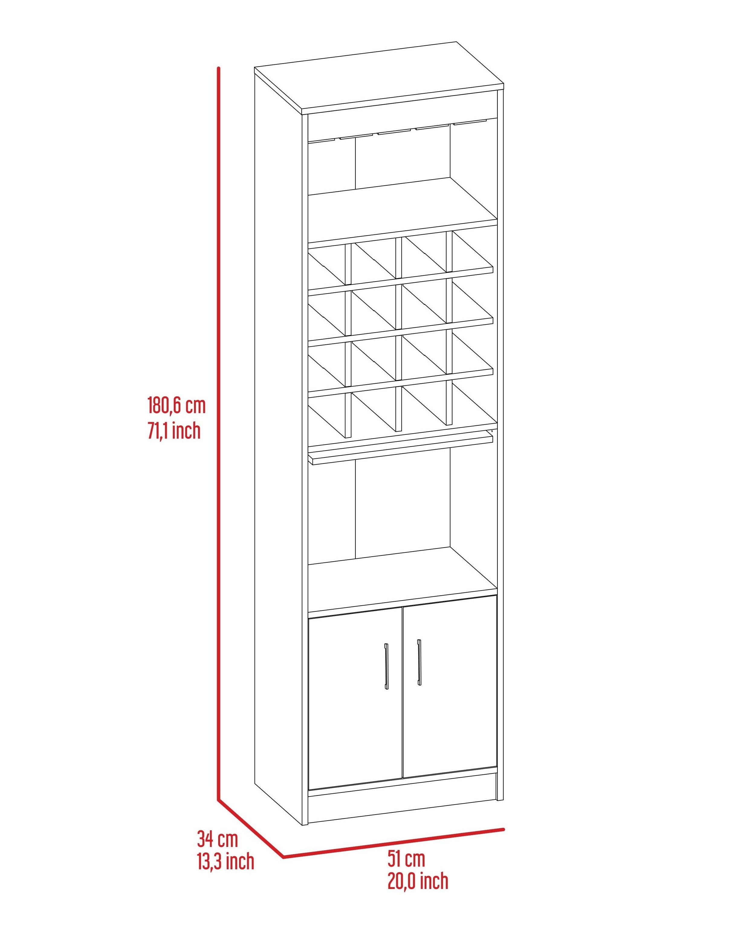 Mueble Bar Alto con 2 Puertas Tabaco