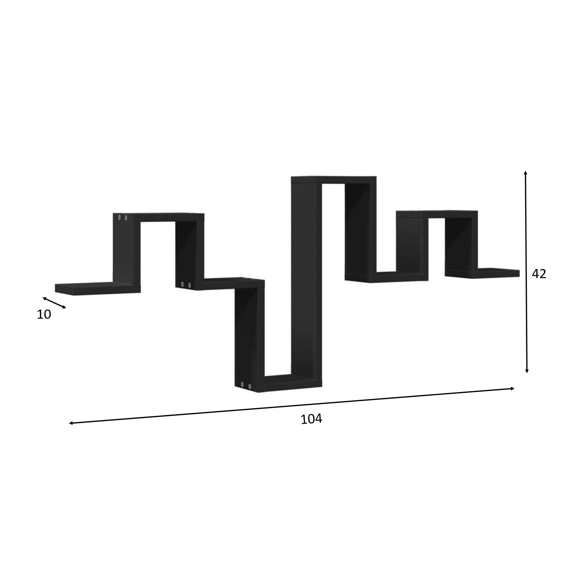 Repisa Flotante Zig Zag Negra