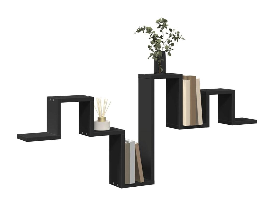 Repisa Flotante Zig Zag Negra