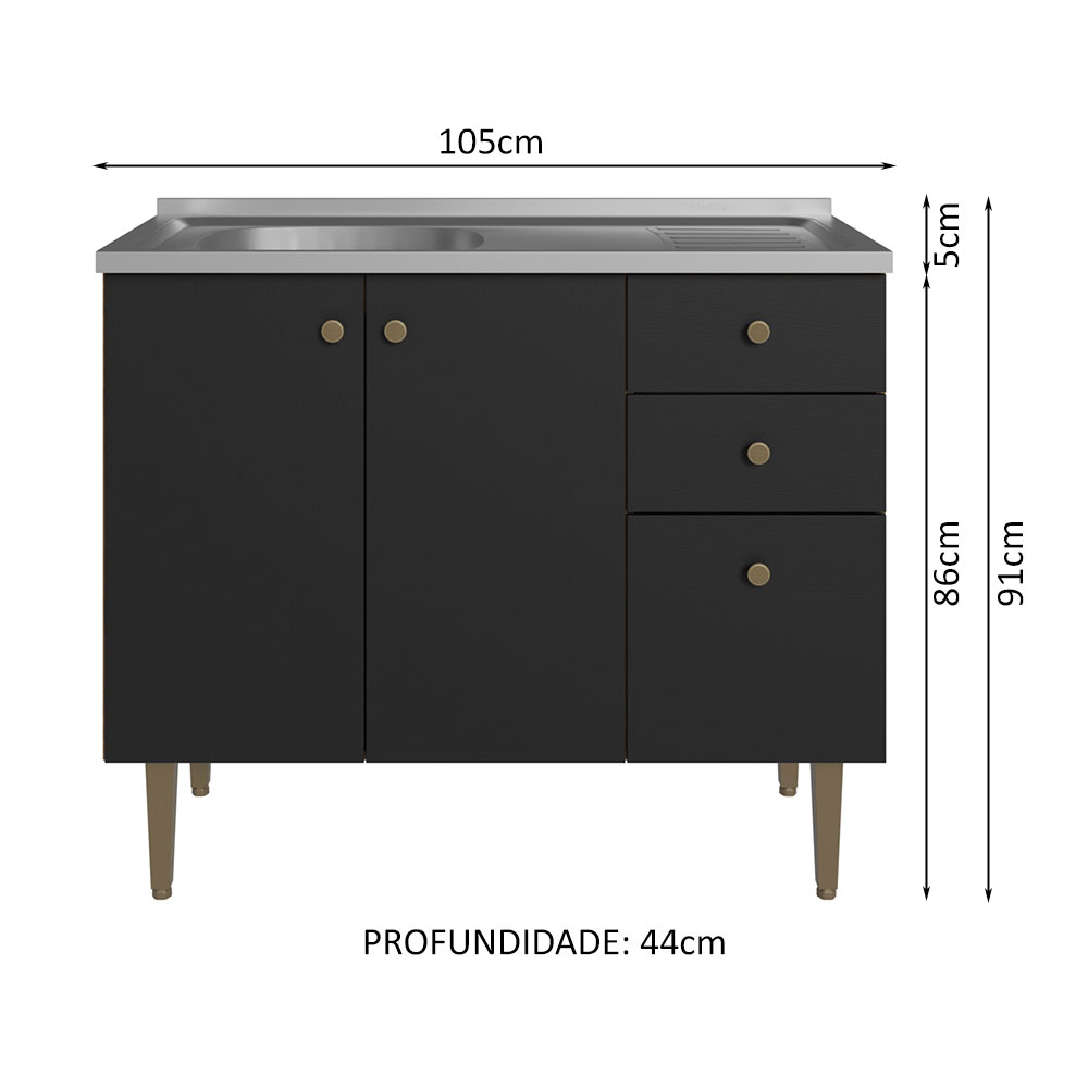 Alacena Gabinete Bajo Cocina Madesa Gourmet 105 Con Tarja MN