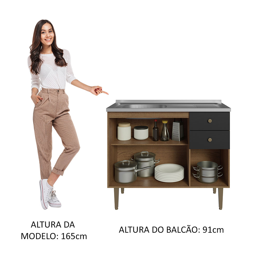 Alacena Gabinete Bajo Cocina Madesa Gourmet 105 Con Tarja MN