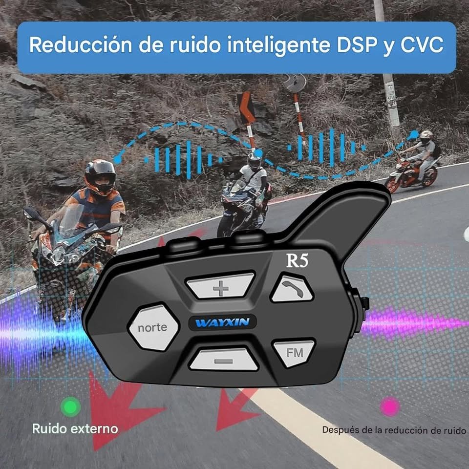 1pz Intercomunicador Bluetooth moto casco 1000M inalámbrico impermeable Interphone auriculares Cel