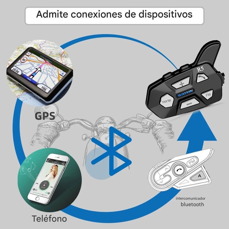 1pz Intercomunicador Bluetooth moto casco 1000M inalámbrico impermeable Interphone auriculares Cel