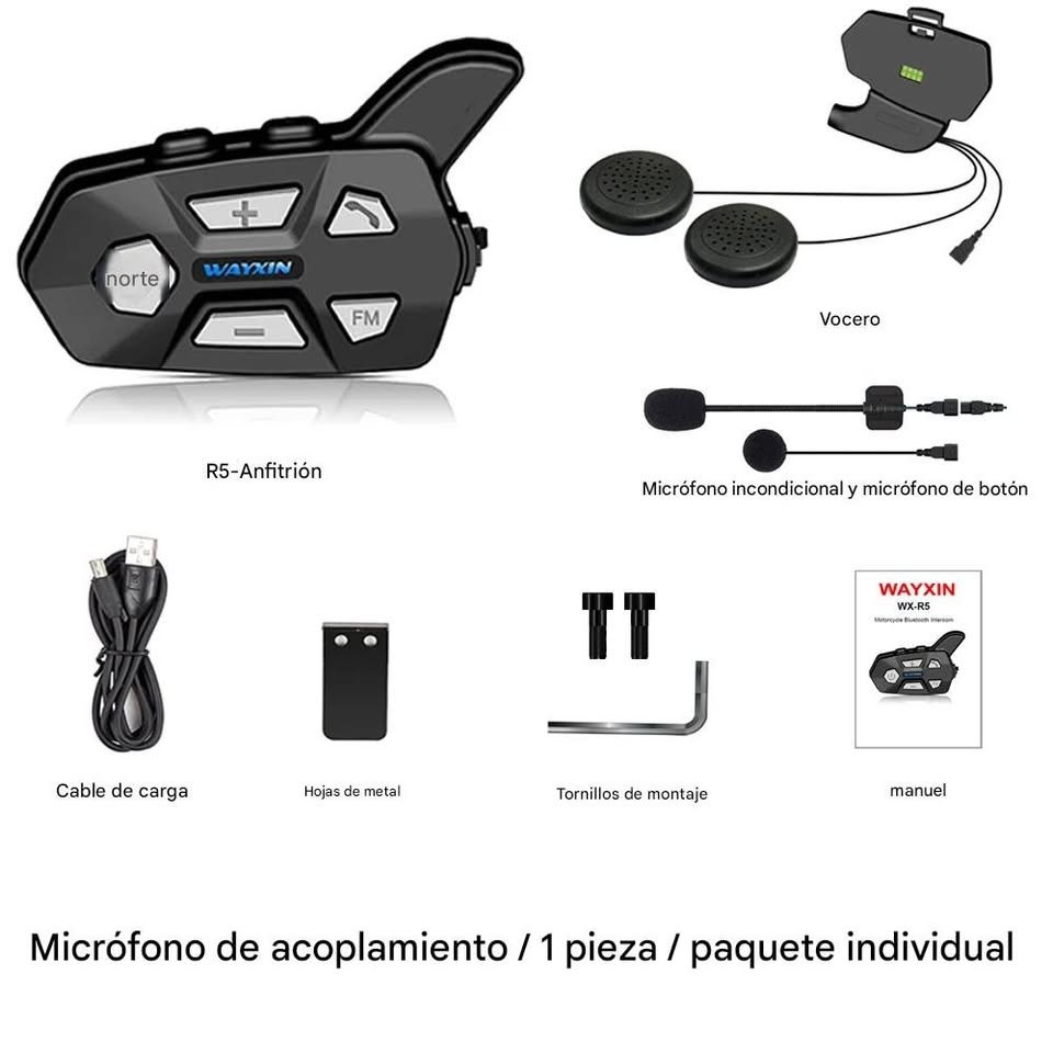 1pz Intercomunicador Bluetooth moto casco 1000M inalámbrico impermeable Interphone auriculares Cel
