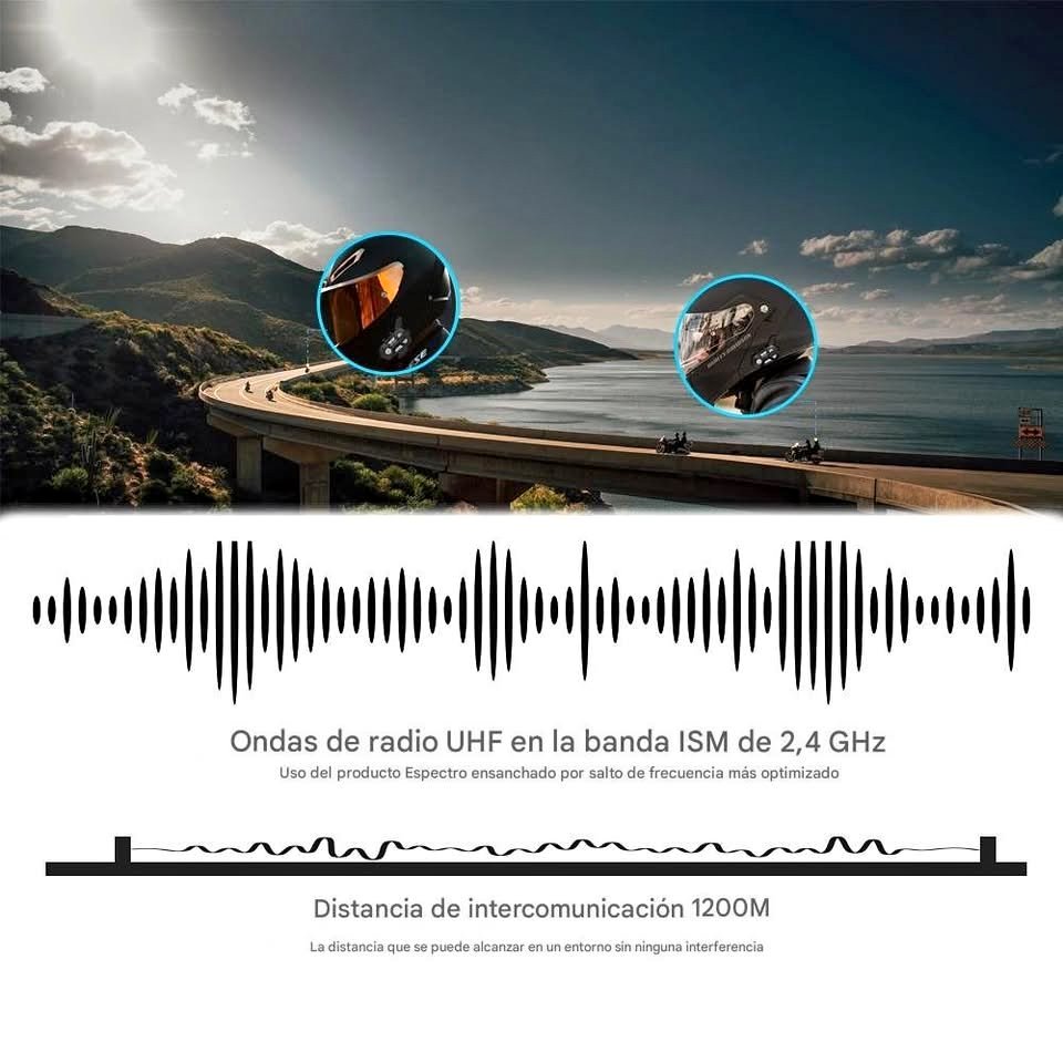 1pz Intercomunicador Bluetooth moto casco 1000M inalámbrico impermeable Interphone auriculares Cel