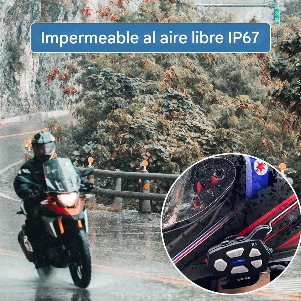 1pz Intercomunicador Bluetooth moto casco 1000M inalámbrico impermeable Interphone auriculares Cel