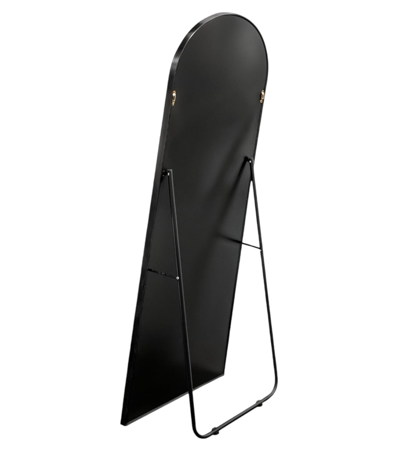 Espejo Curvo de Cuerpo Completo con Soporte y Marco de Aluminio, Negro Bluelander