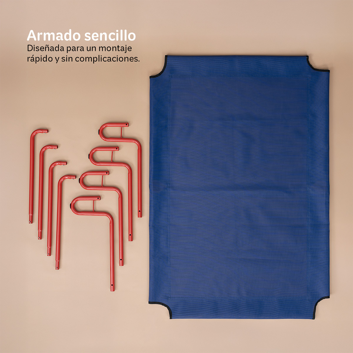  Cama Elevada para Perro Chico con Malla Transpirable ideal en Calor, Catre de Mascotas para Interior y Exterior Color Azul / Rojo. ESQUIMAL