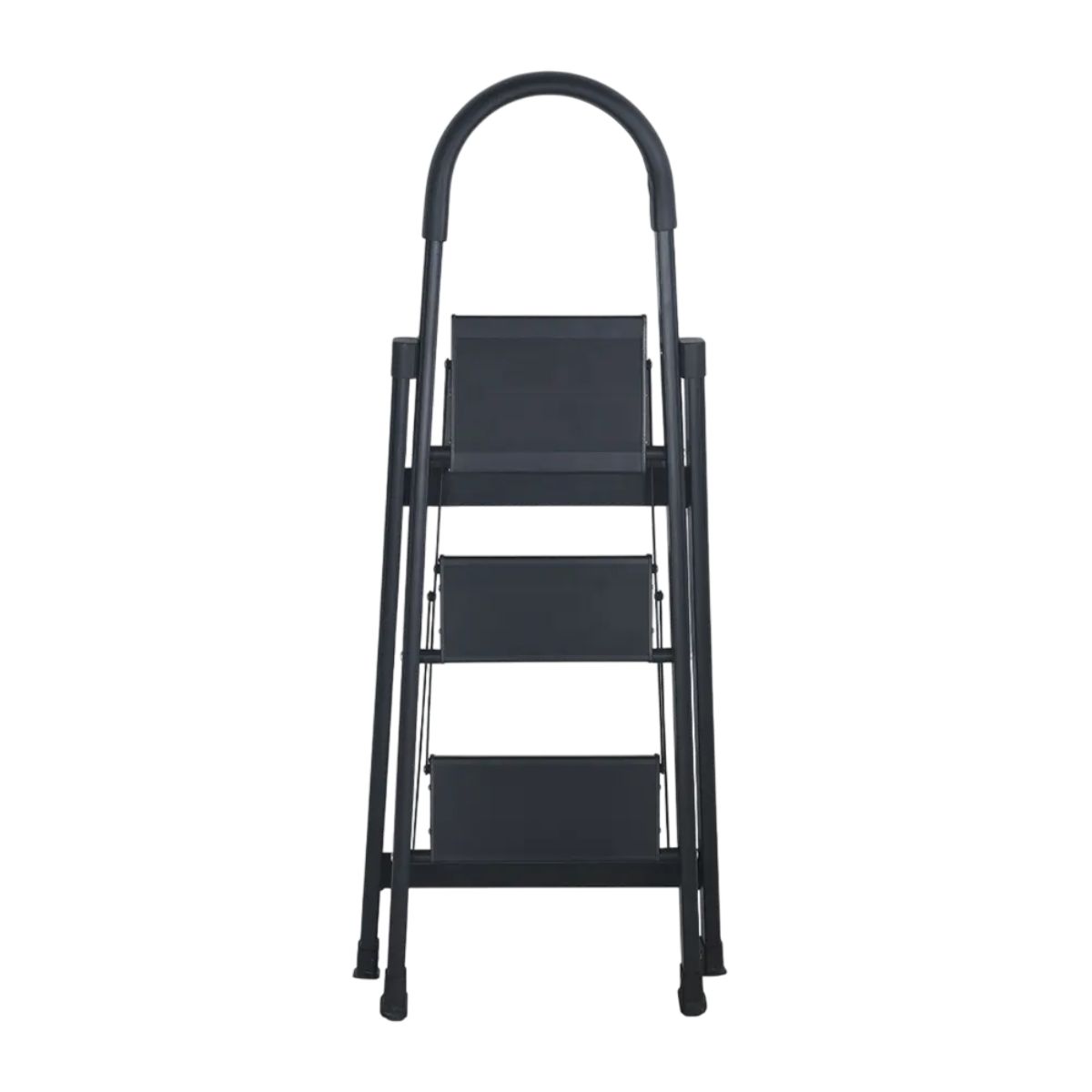 Escalera Plegable de 3 Peldaños Estructura de Acero, Negro Bluelander