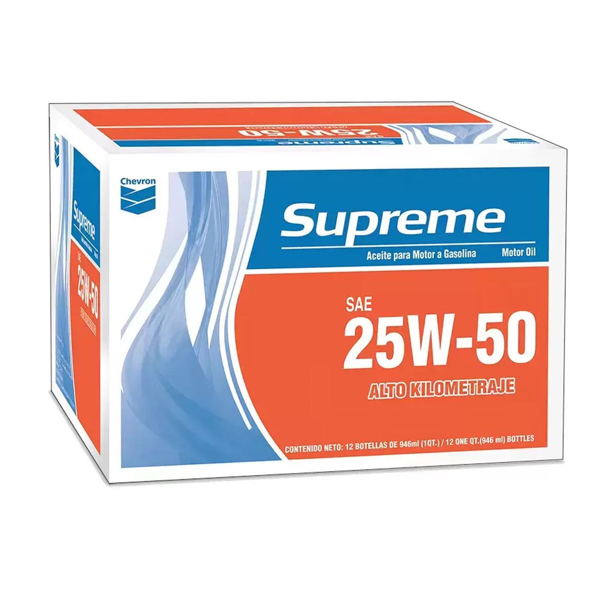 Aceite Para Motor A Gasolina Chevron Alto Kilometraje 25W-50 12pz