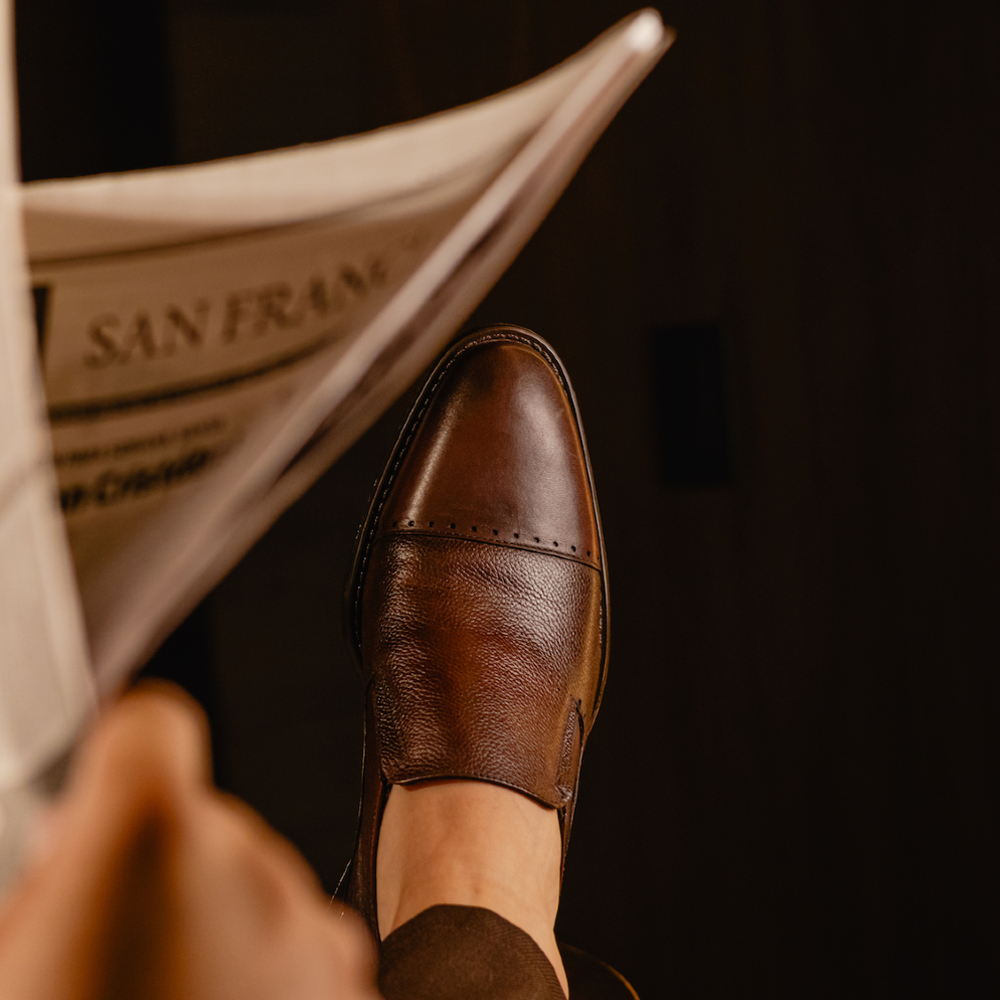 Mocasín de Vestir para Hombre Slip-On Café en Piel