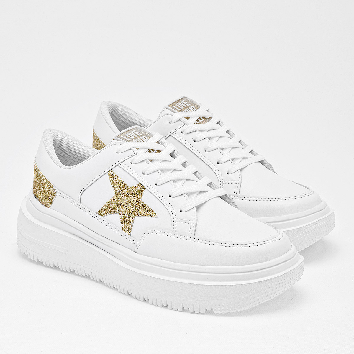 MORAMORA MAGO MUJER TENIS CASUAL PLATAFORMA 4 CM COLOR BLANCO ORO