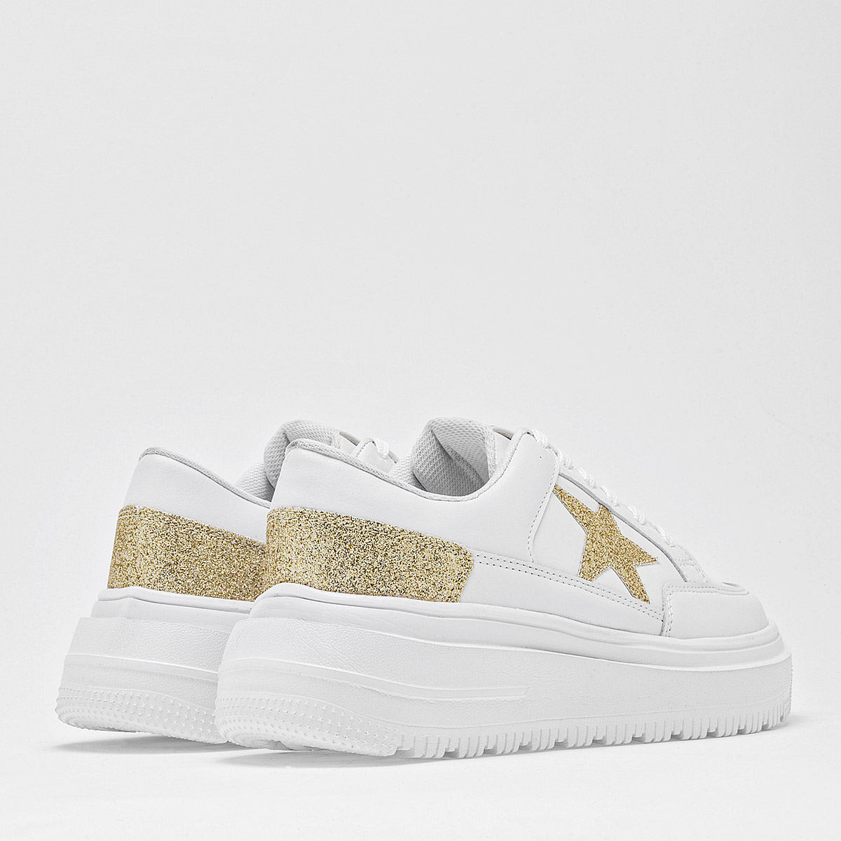 MORAMORA MAGO MUJER TENIS CASUAL PLATAFORMA 4 CM COLOR BLANCO ORO