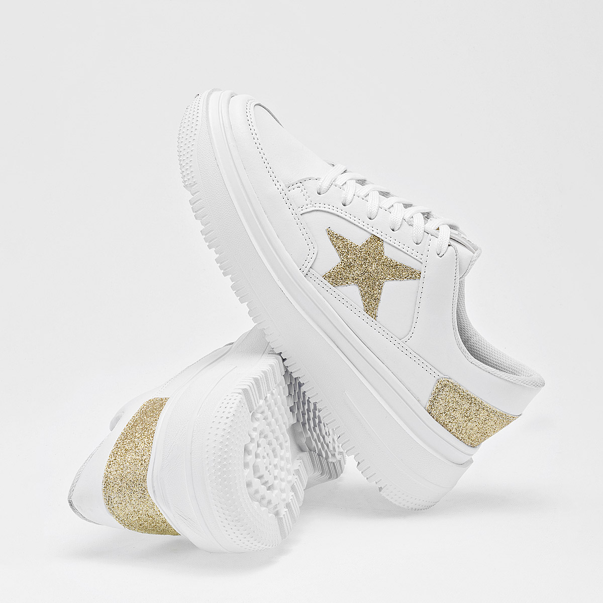 MORAMORA MAGO MUJER TENIS CASUAL PLATAFORMA 4 CM COLOR BLANCO ORO