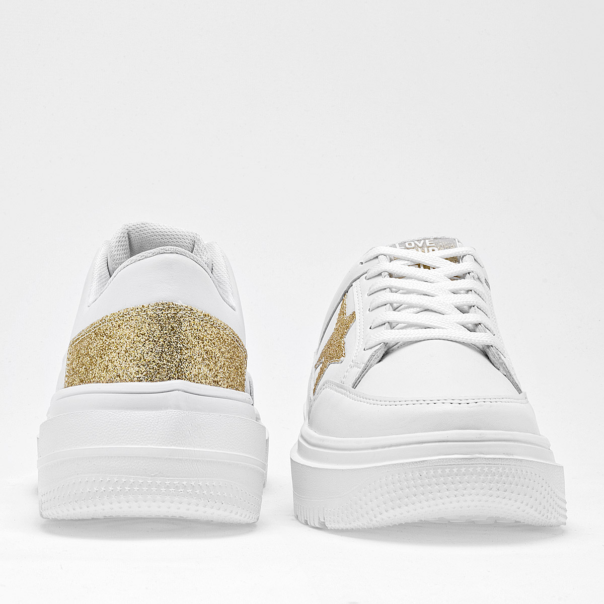 MORAMORA MAGO MUJER TENIS CASUAL PLATAFORMA 4 CM COLOR BLANCO ORO