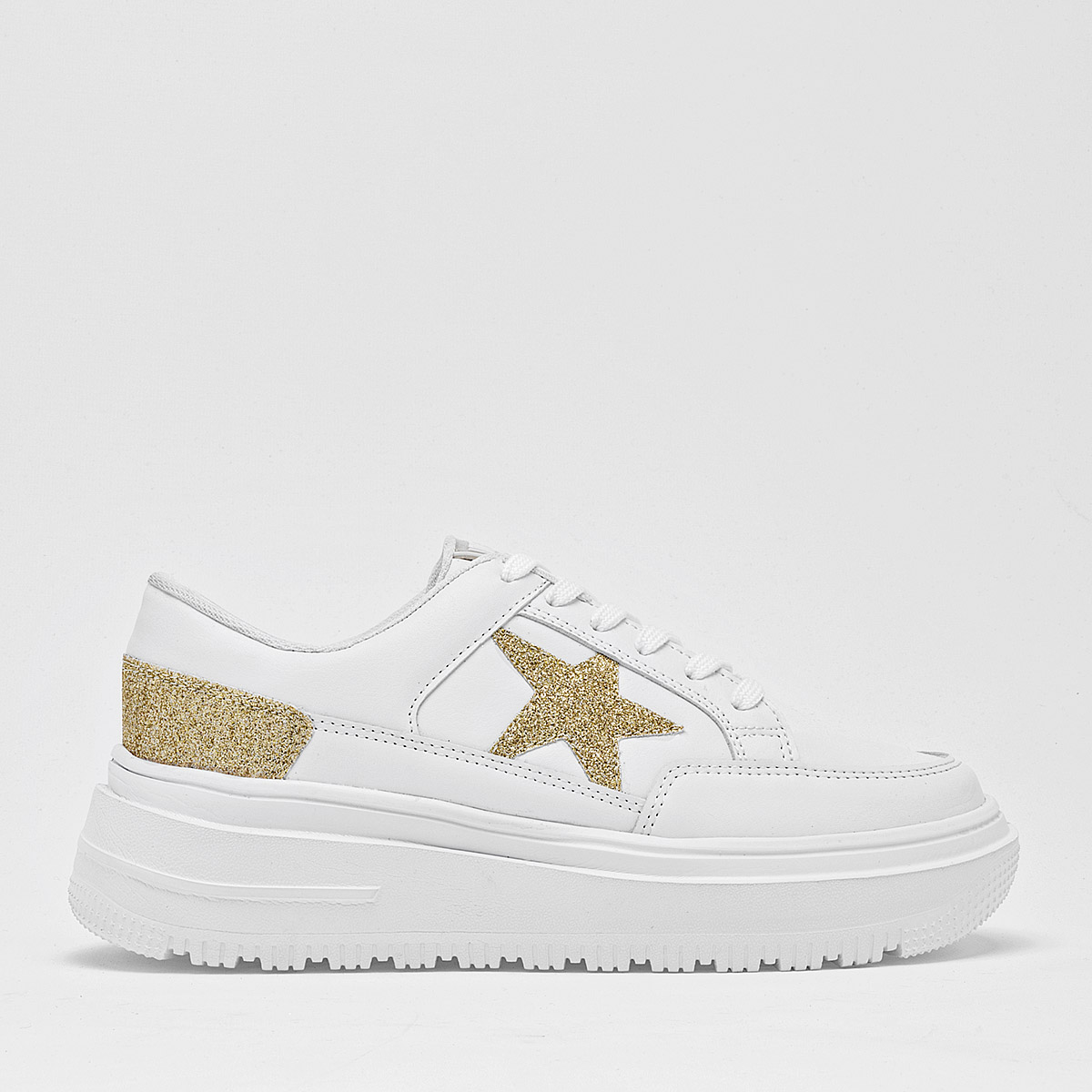 MORAMORA MAGO MUJER TENIS CASUAL PLATAFORMA 4 CM COLOR BLANCO ORO