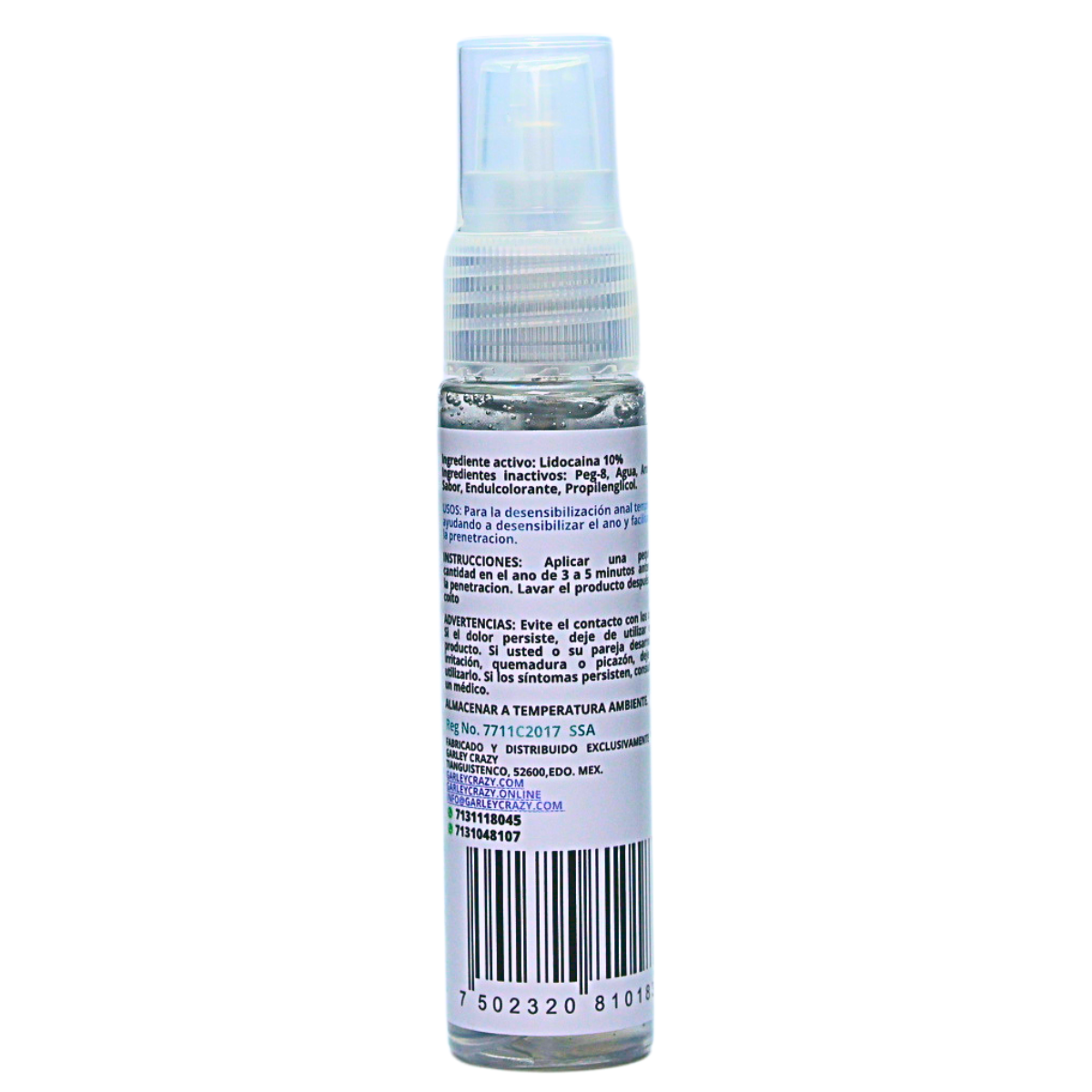 Garley Crazy Anal Relax Lubricante Desensibilizador 1fl.oz/30ml Relajante  Anal FRAMBUESA