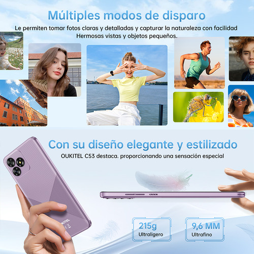 Celular Oukitel C53 Android 14 Smartphone 8gb + 64gb/1tb Ampliable Teléfono Móvil 6.6 Inch Hd+ Smartphone 13mp + 5mp Camera 4300mah 4g Doble Sim