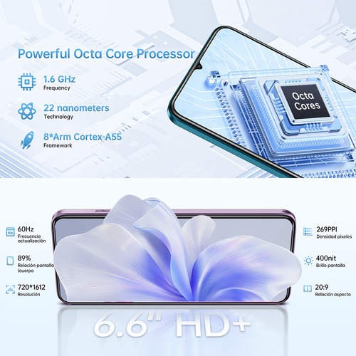 Celular Oukitel C53 Android 14 Smartphone 8gb + 64gb/1tb Ampliable Teléfono Móvil 6.6 Inch Hd+ Smartphone 13mp + 5mp Camera 4300mah 4g Doble Sim
