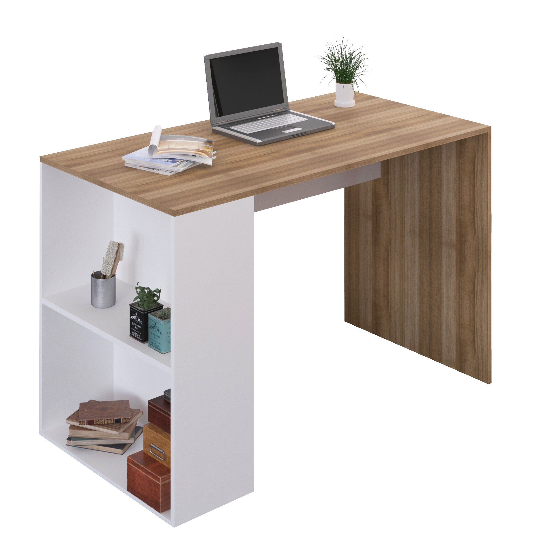 Escritorio Minimalista con archivero Madera con Blanco