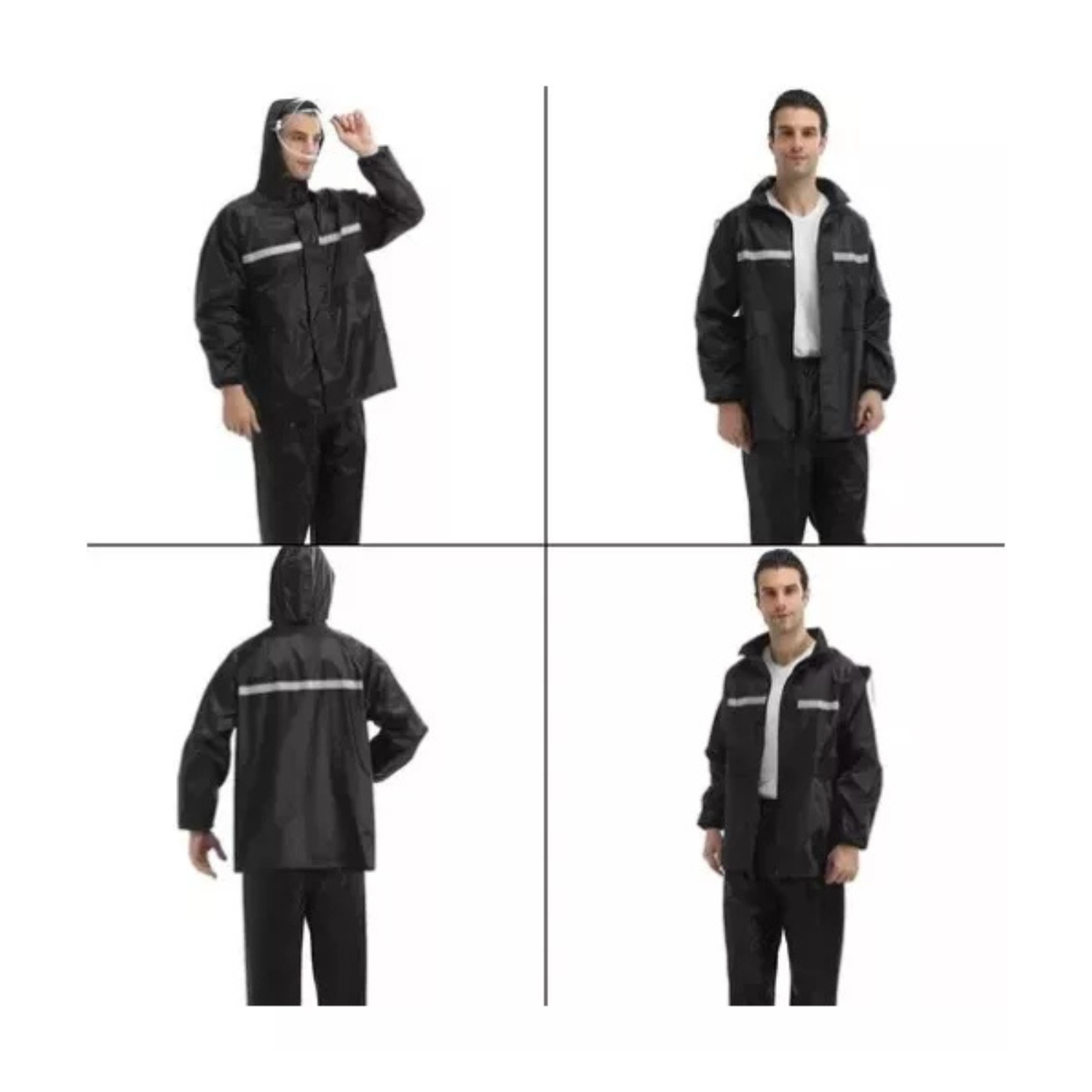 Impermeable Motociclista Moto Reflejante Con Capucha