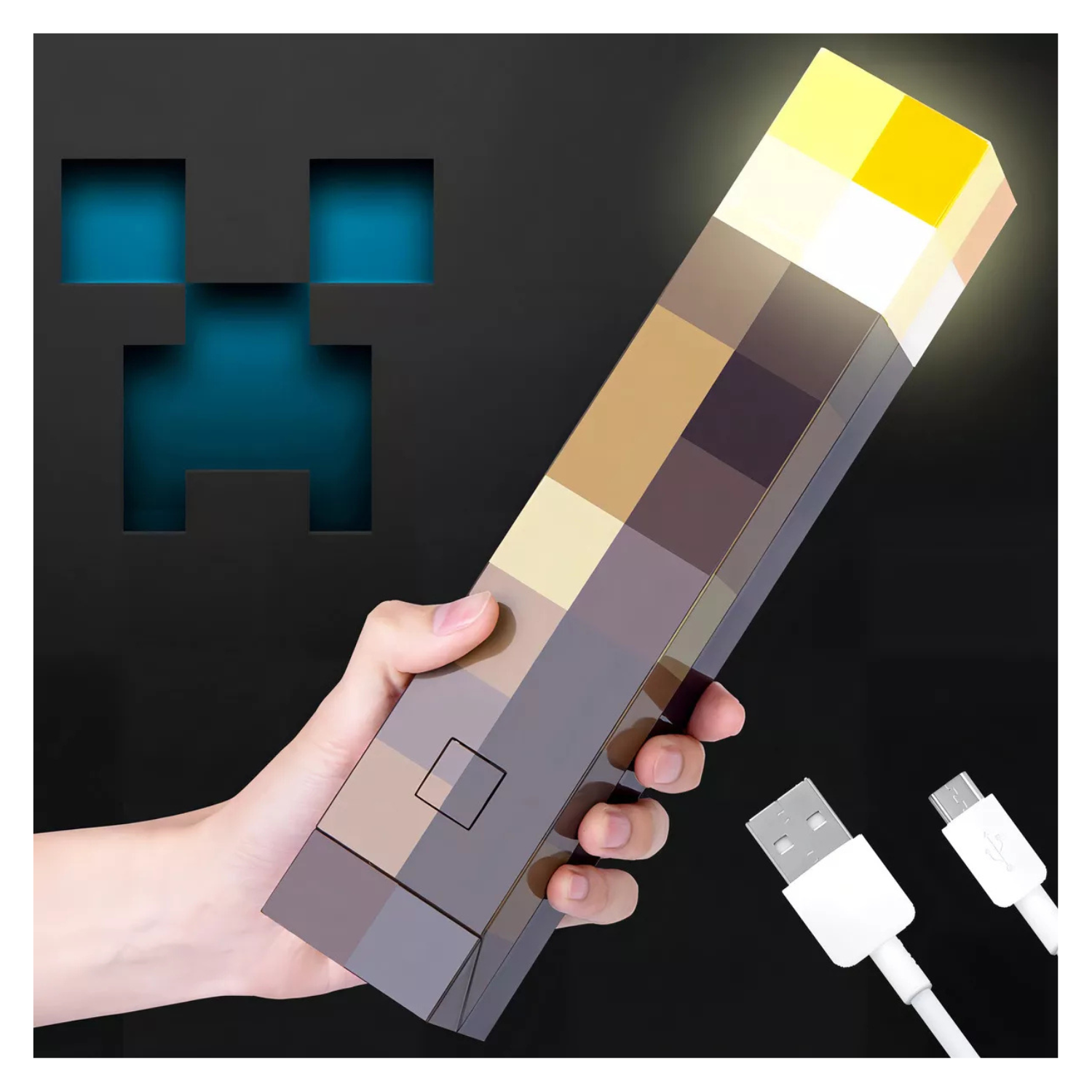 Lámpara Antorcha LED Minecraft | Luz Nocturna Brownstone