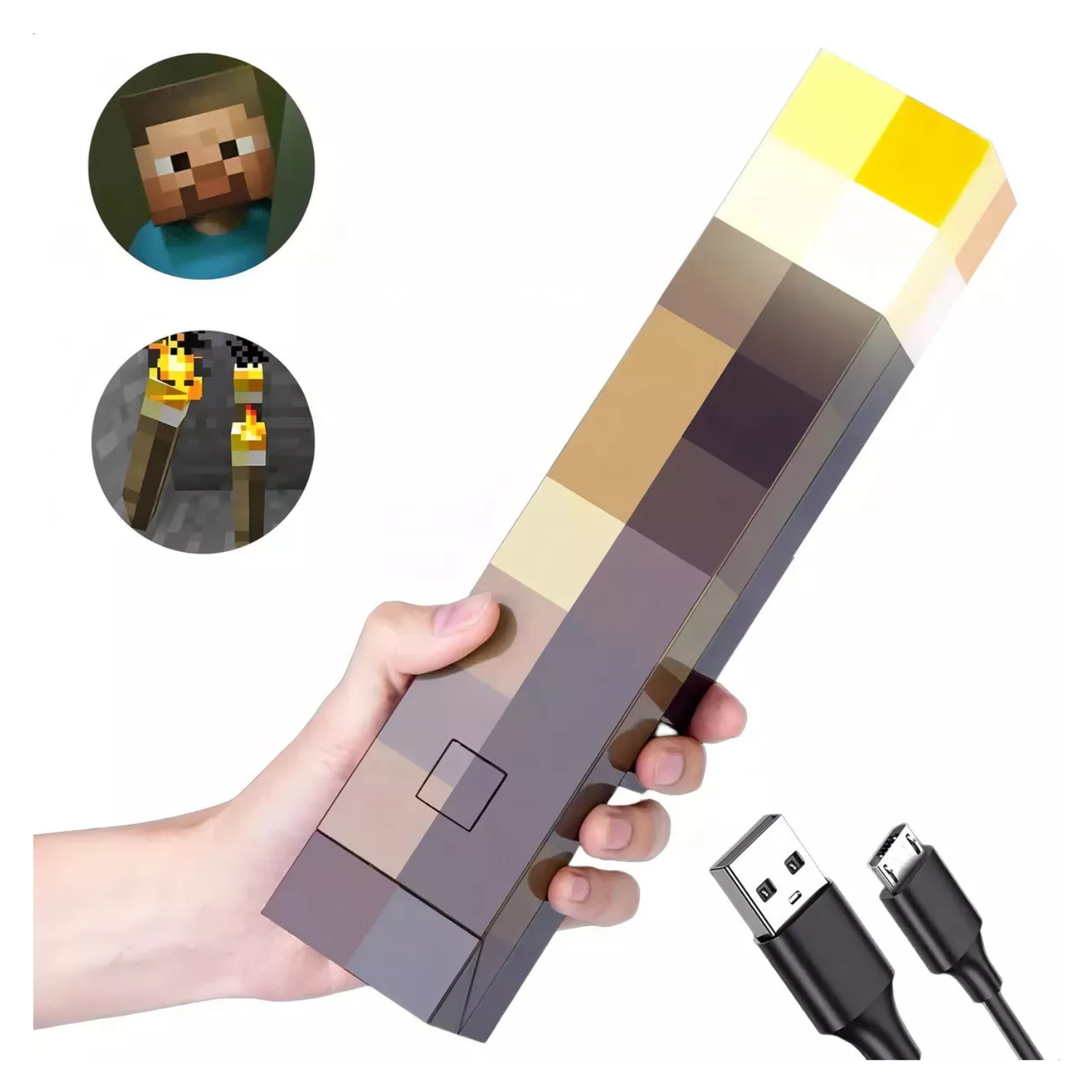 Lámpara Antorcha LED Minecraft | Luz Nocturna Brownstone