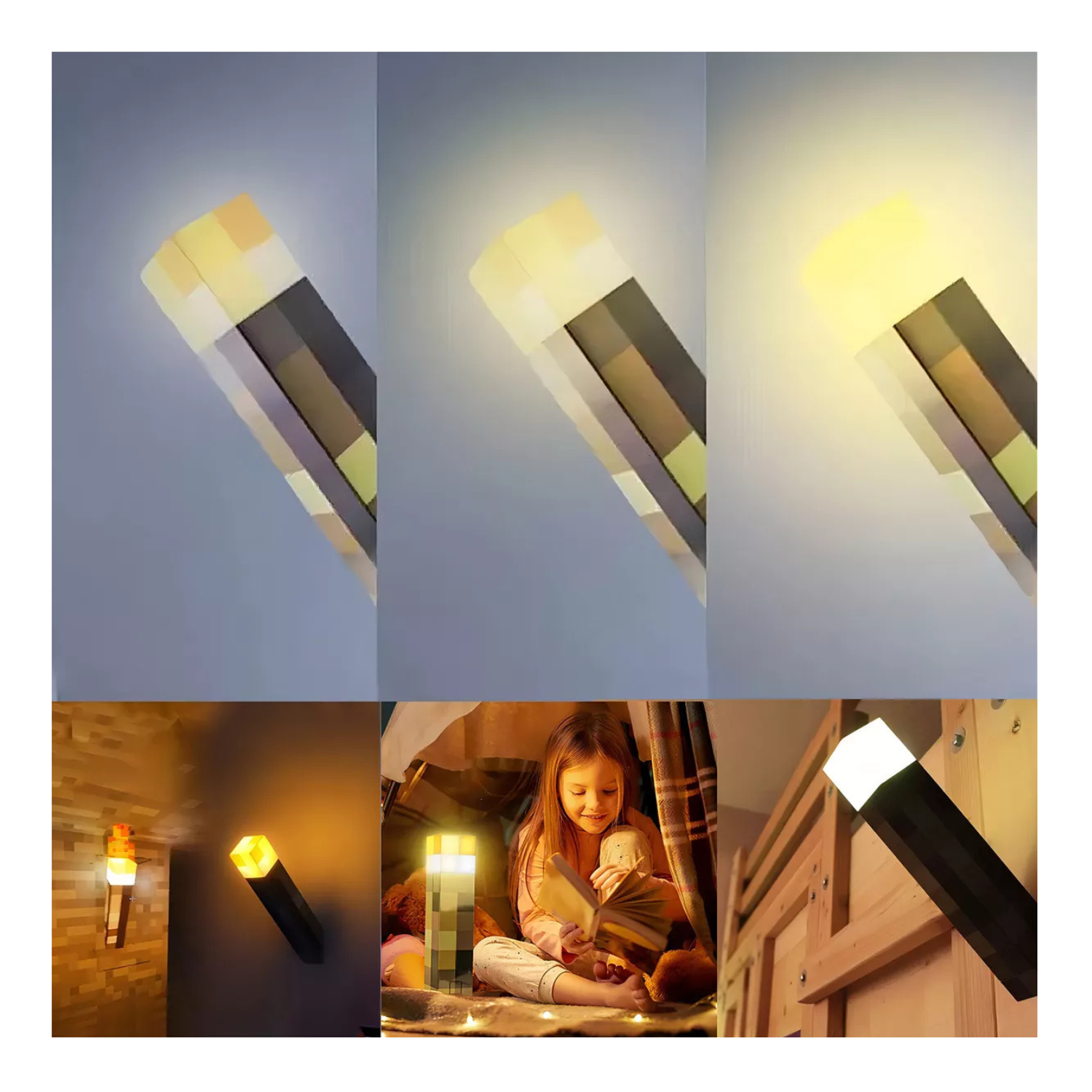 Lámpara Antorcha LED Minecraft | Luz Nocturna Brownstone