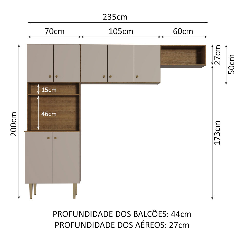 Cocina Integral Completa Modular Madesa Gourmet 235cm MC