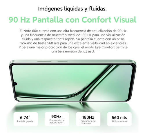 Realme Note 60x Dual Sim 4g 3gb Ram 64gb Rom 6.74'' 90hz 8mp Cámara Ip54 Impermeable 5000mah Potente Chipset 8-core Procesador Unisoc T612 Verde