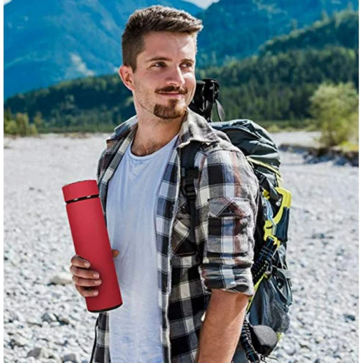  Termo Acero Inoxidable 500 ml, Infusor Doble Pared Sin BPA, Rojo Bluelander