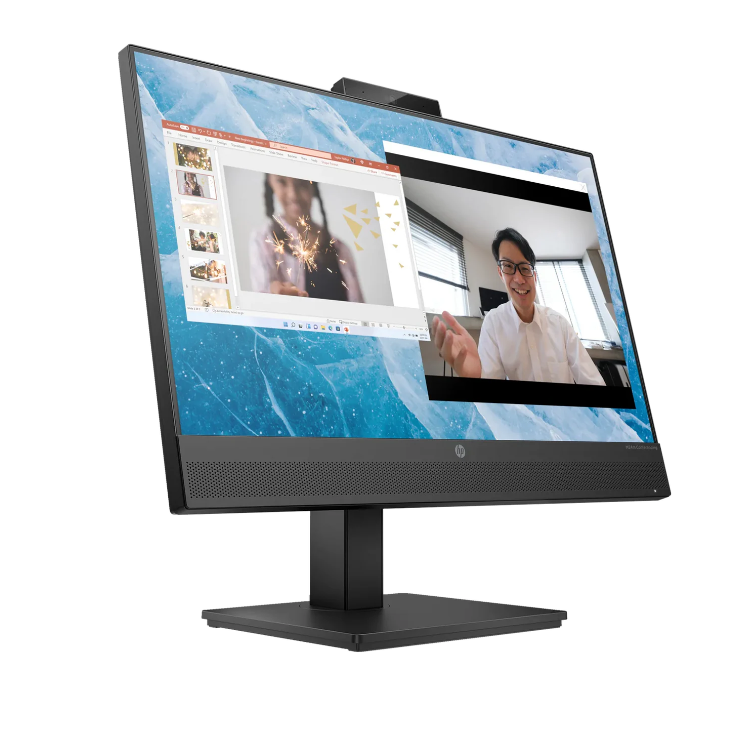 Monitor HP M24m G4 23.8" FHD IPS con Cámara 5MP, Micrófono y Altavoces Integrados – Ideal para Videoconferencias y Trabajo Remoto