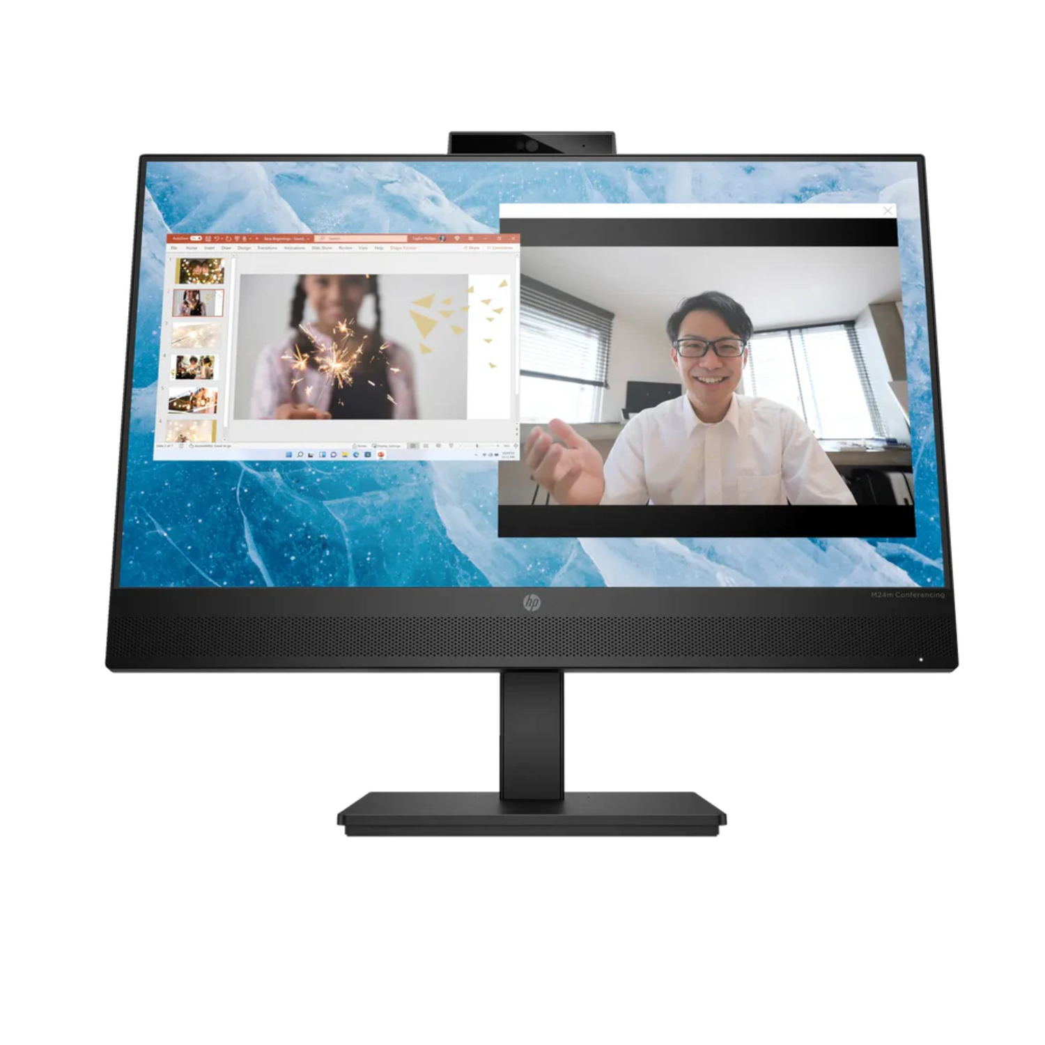 Monitor HP M24m G4 23.8" FHD IPS con Cámara 5MP, Micrófono y Altavoces Integrados – Ideal para Videoconferencias y Trabajo Remoto