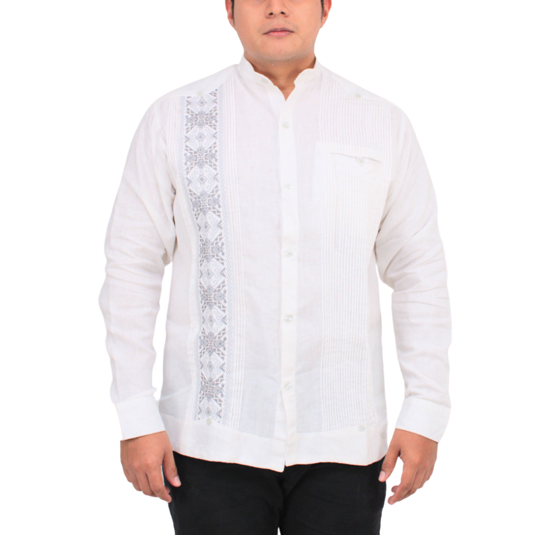 Guayabera de Lino Bordada Manga Larga para Hombre Teya Artesanal