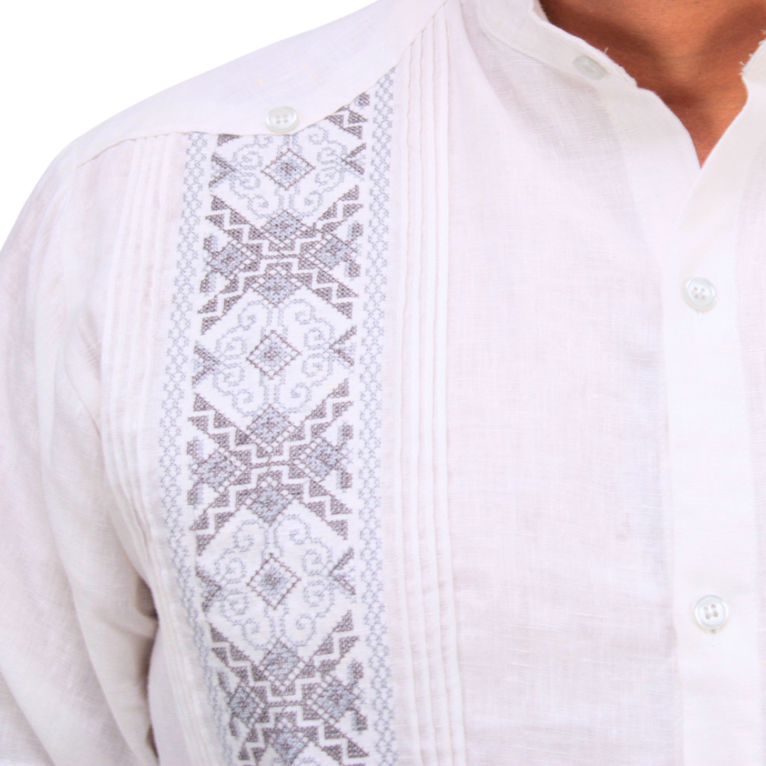 Guayabera de Lino Bordada Manga Larga para Hombre Teya Artesanal