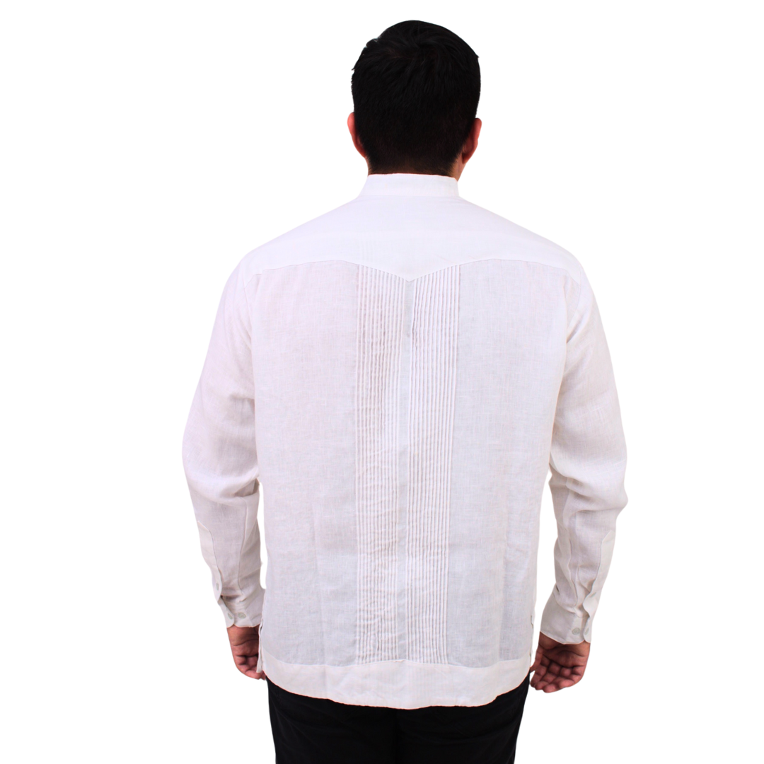 Guayabera de Lino Bordada Manga Larga para Hombre Teya Artesanal