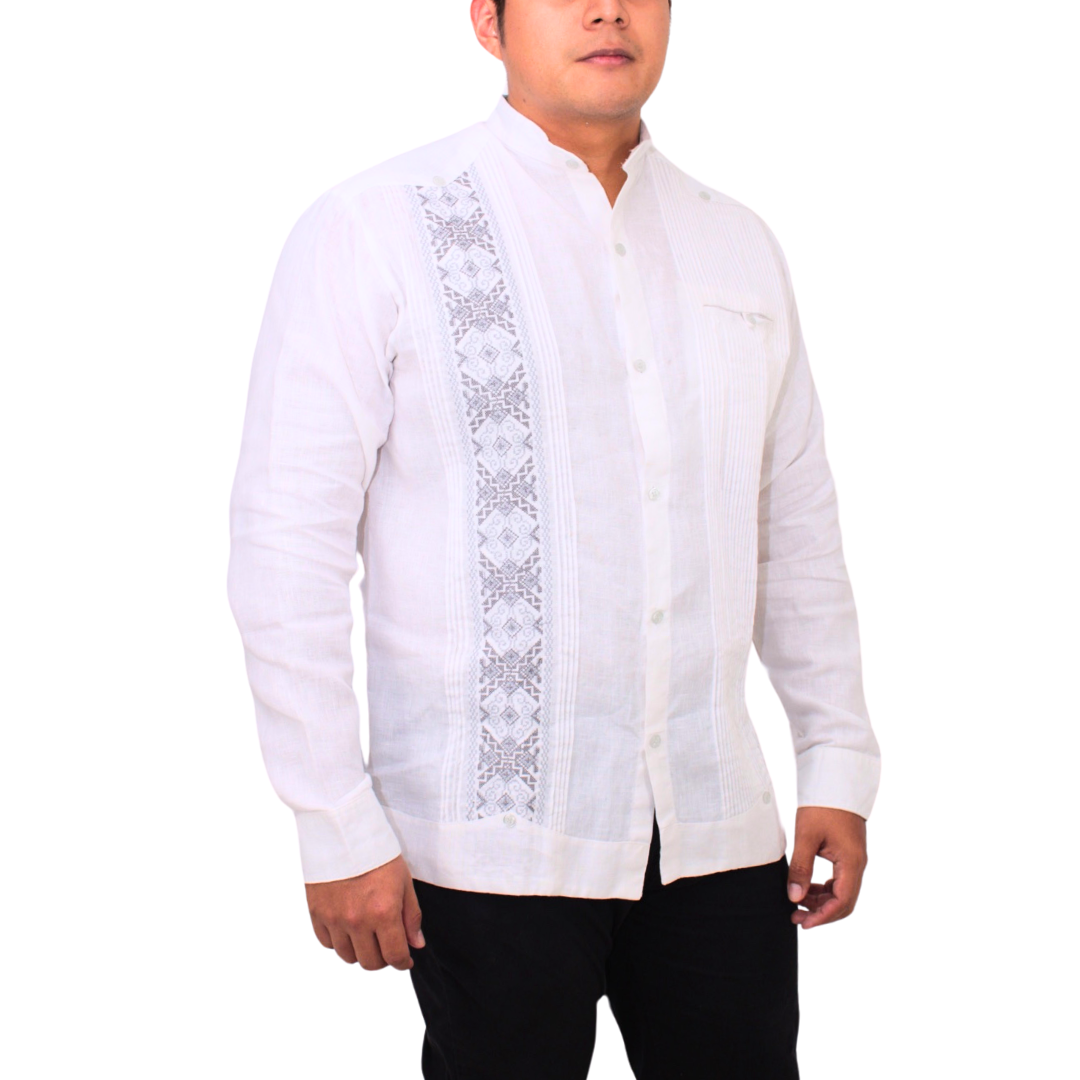 Guayabera de Lino Bordada Manga Larga para Hombre Teya Artesanal